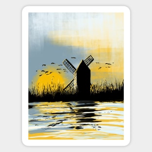 Windmill in the sunset Sticker